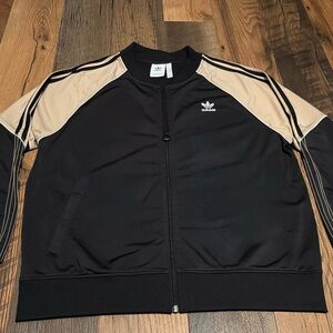 Adidas Men's Black and Cream Bomber Jacket